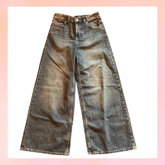 H&M Pants - H&M Divided Wide Leg Jeans - High Waisted Distressed Denim